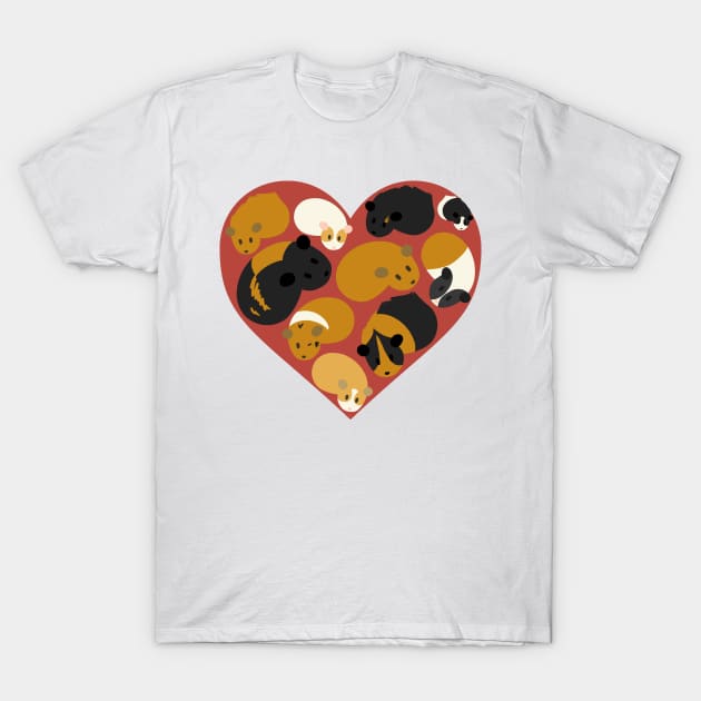 I Love Guinea Pigs Heart T-Shirt by Ratfrens